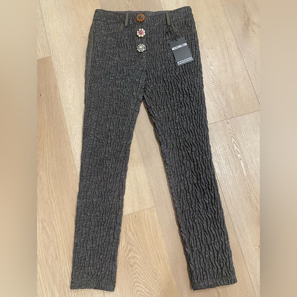 Moschino Black Textured Skinny Pants